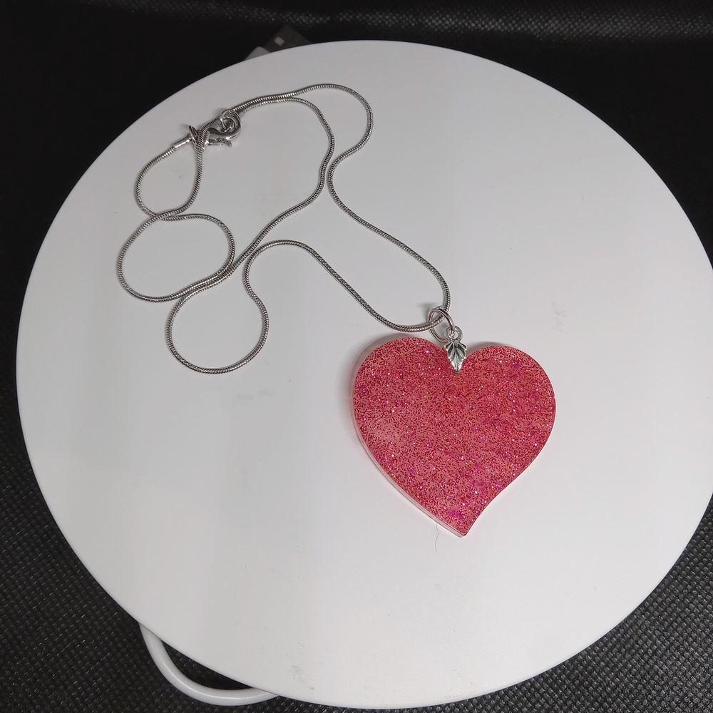 Pink Heart Pendant Necklace